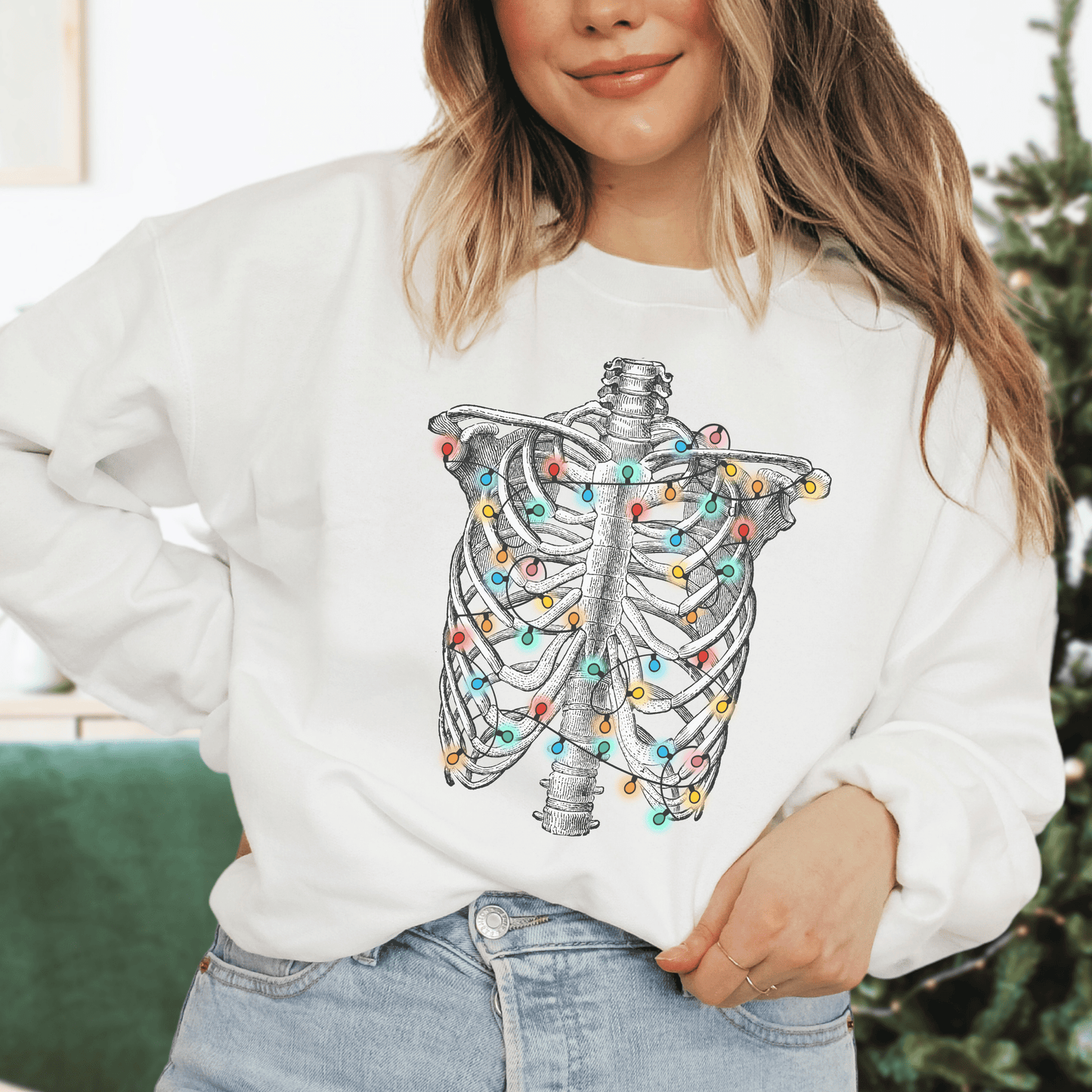Christmas Ribcage Sweatshirt - Happy Place Studio