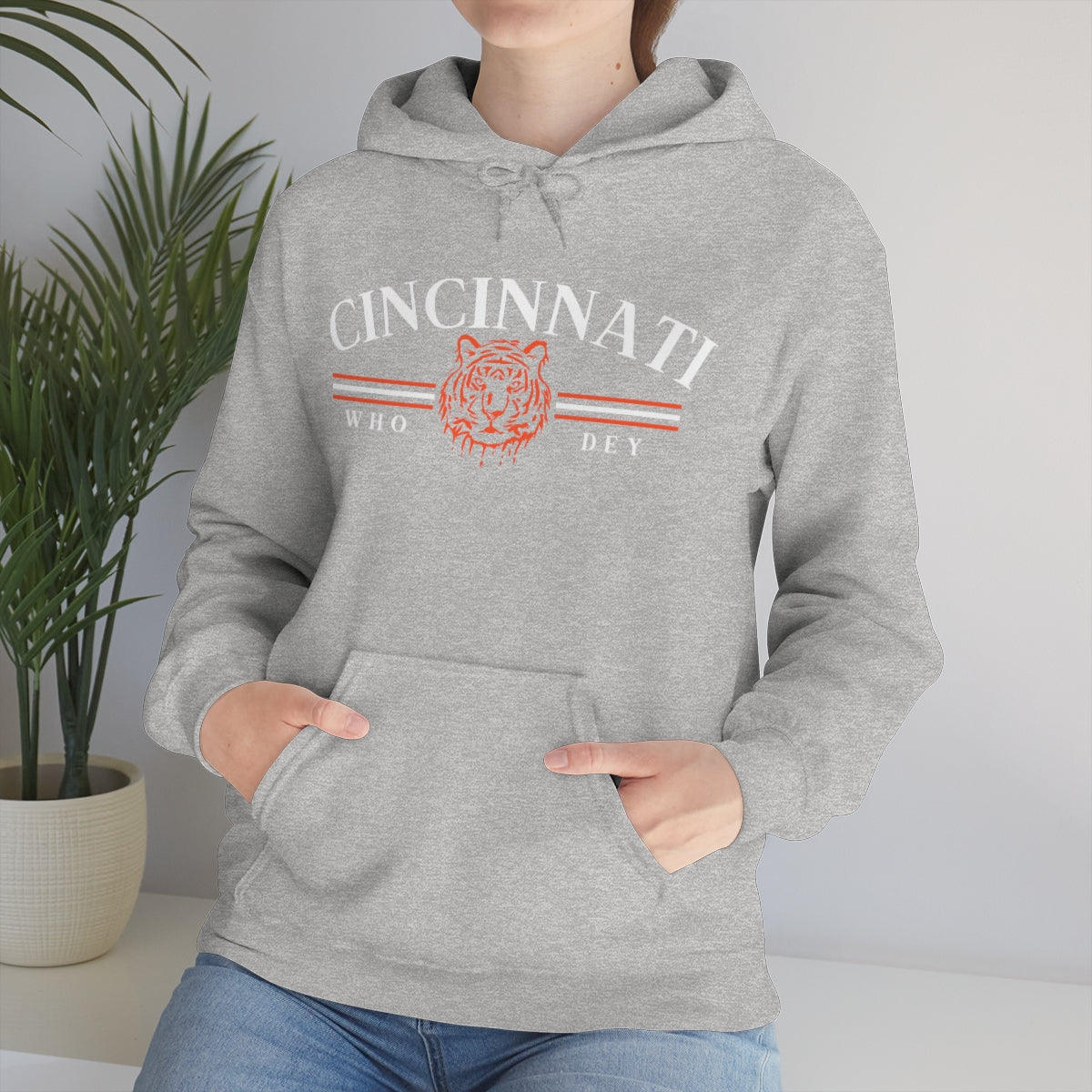 Vintage Style Cincinnati Who Dey Hoodie Sweatshirt - Happy Place Studio
