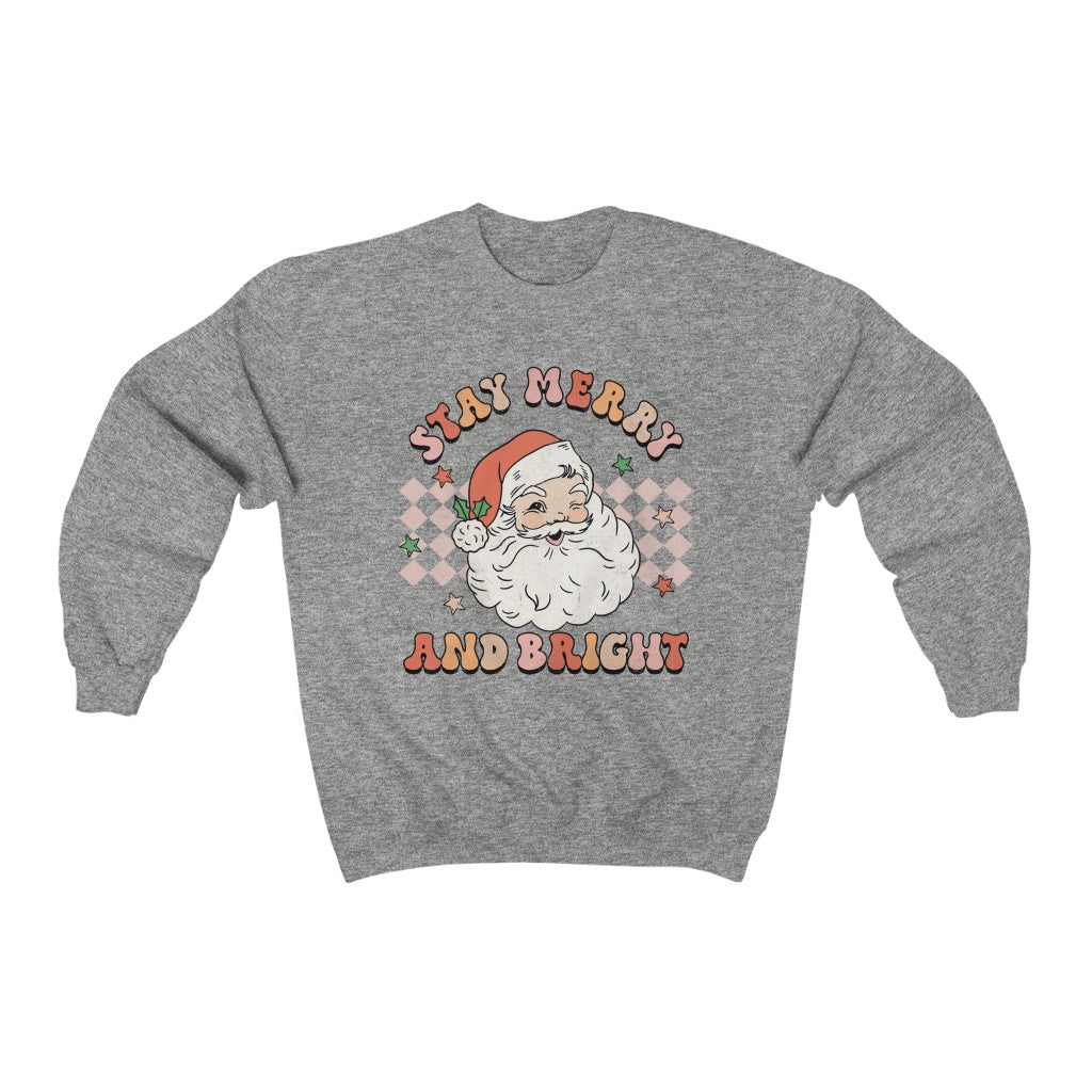 Retro Stay Merry and Bright Christmas Sweatshirt - Happy Place Studio