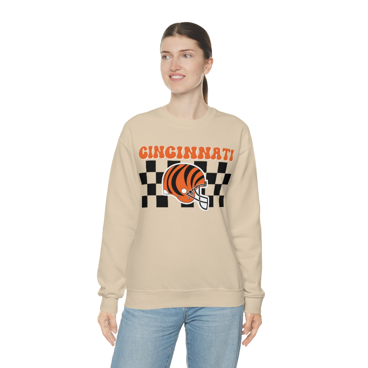 Checkered Cincinnati Crewneck Sweatshirt - Happy Place Studio