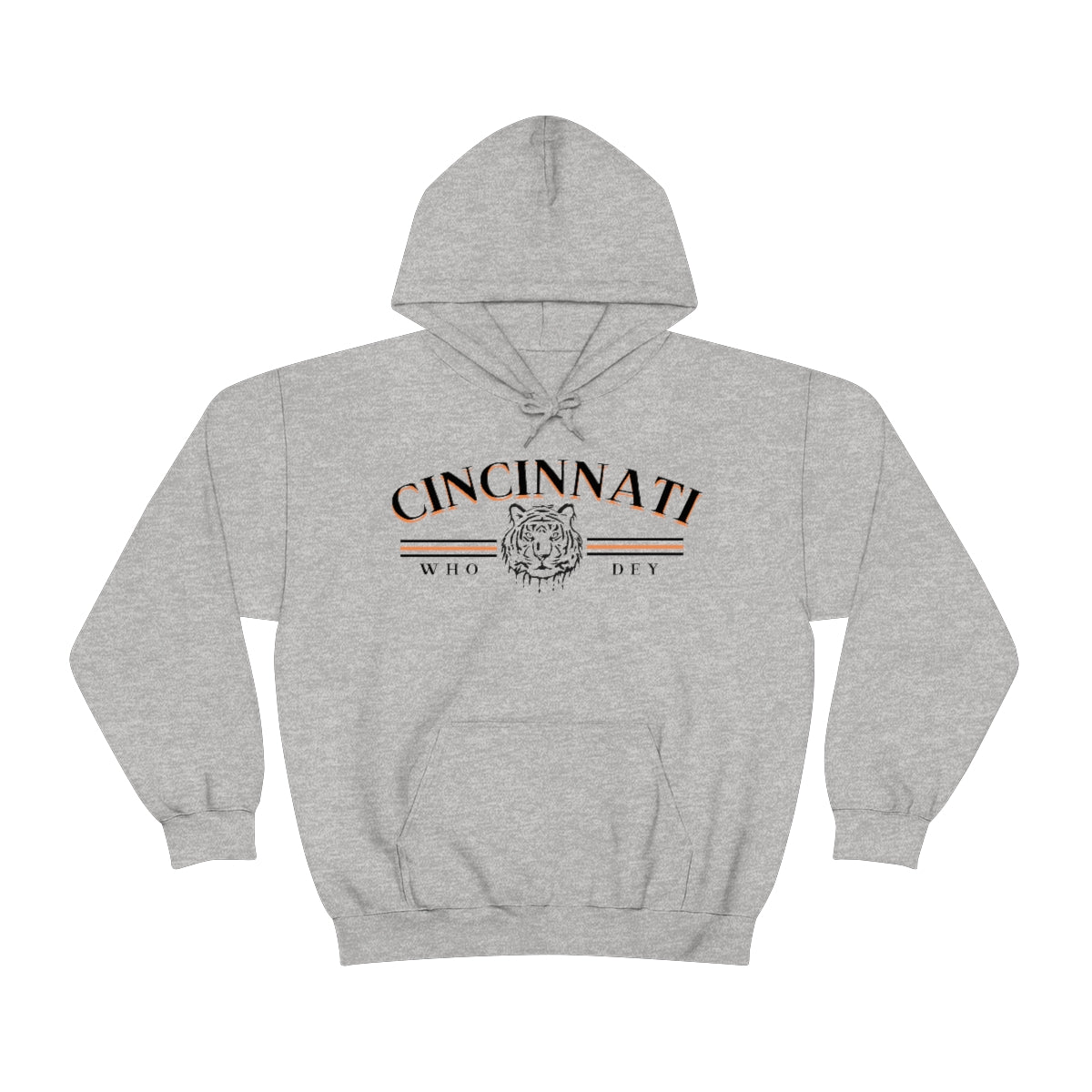 Black Lettering Vintage Style Cincinnati Who Dey Hoodie Sweatshirt - Happy Place Studio