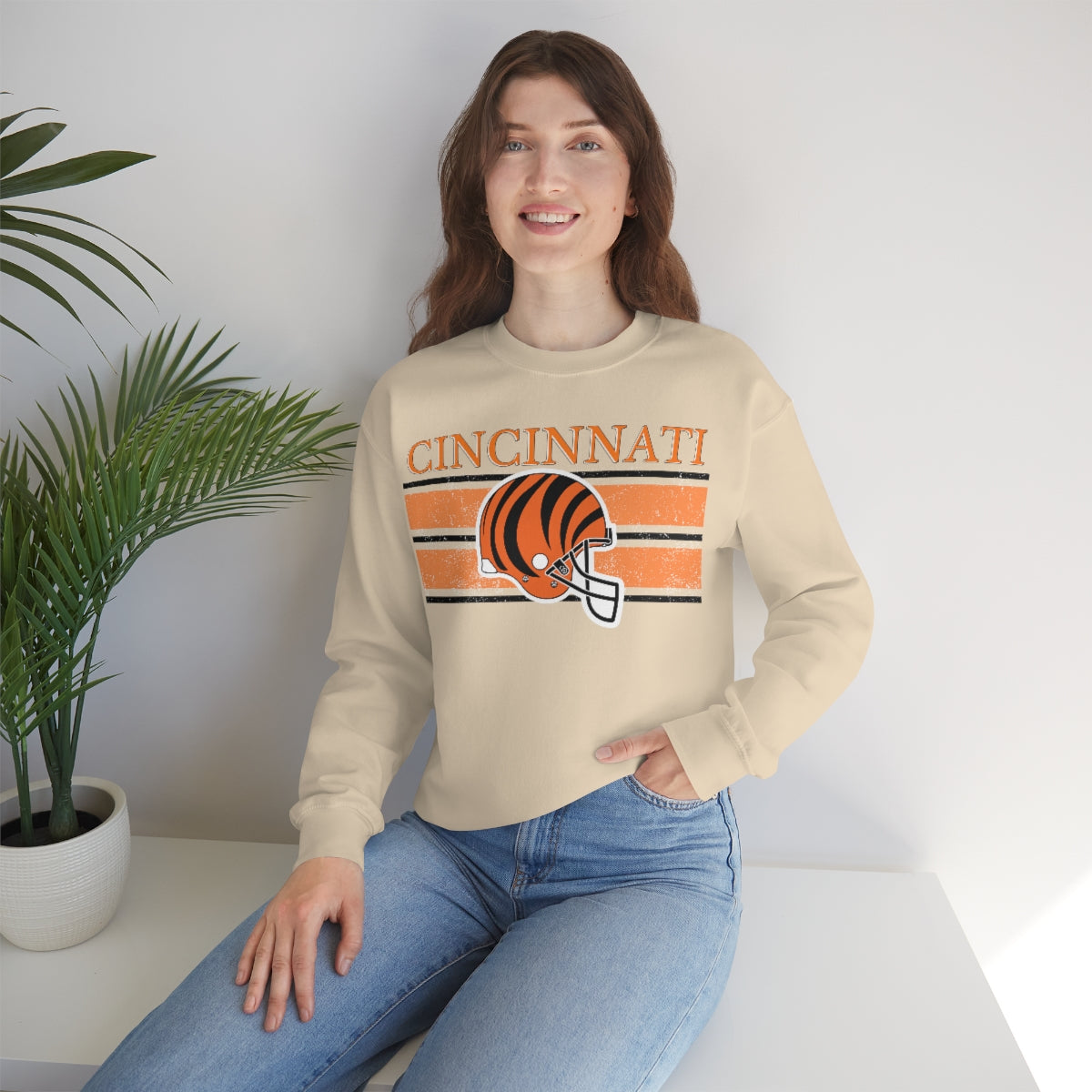 Vintage Cincinnati Orange Crewneck Sweatshirt - Happy Place Studio