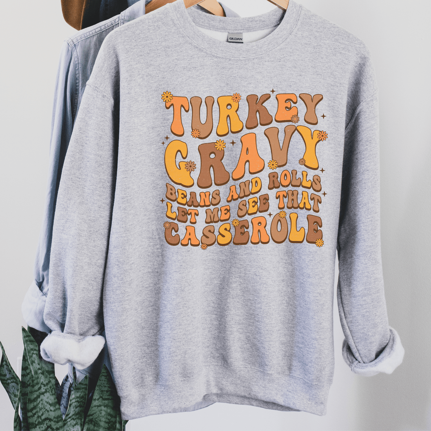 Turkey, Gravy, Beans, and Rolls Crewneck Sweatshirt - Happy Place Studio