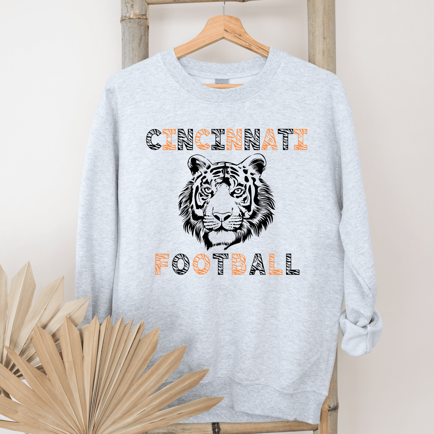 Cincinnati Football Tiger Stripes Crewneck Sweatshirt - Happy Place Studio