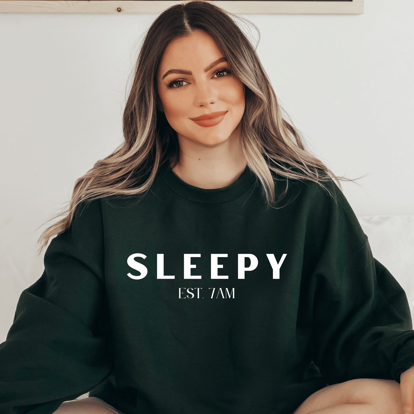 Sleepy White Lettering Crewneck Sweatshirt - They Said It Studio