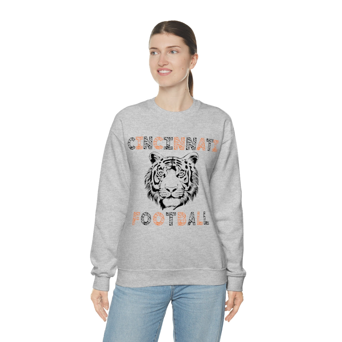 Cincinnati Football Tiger Stripes Crewneck Sweatshirt - Happy Place Studio