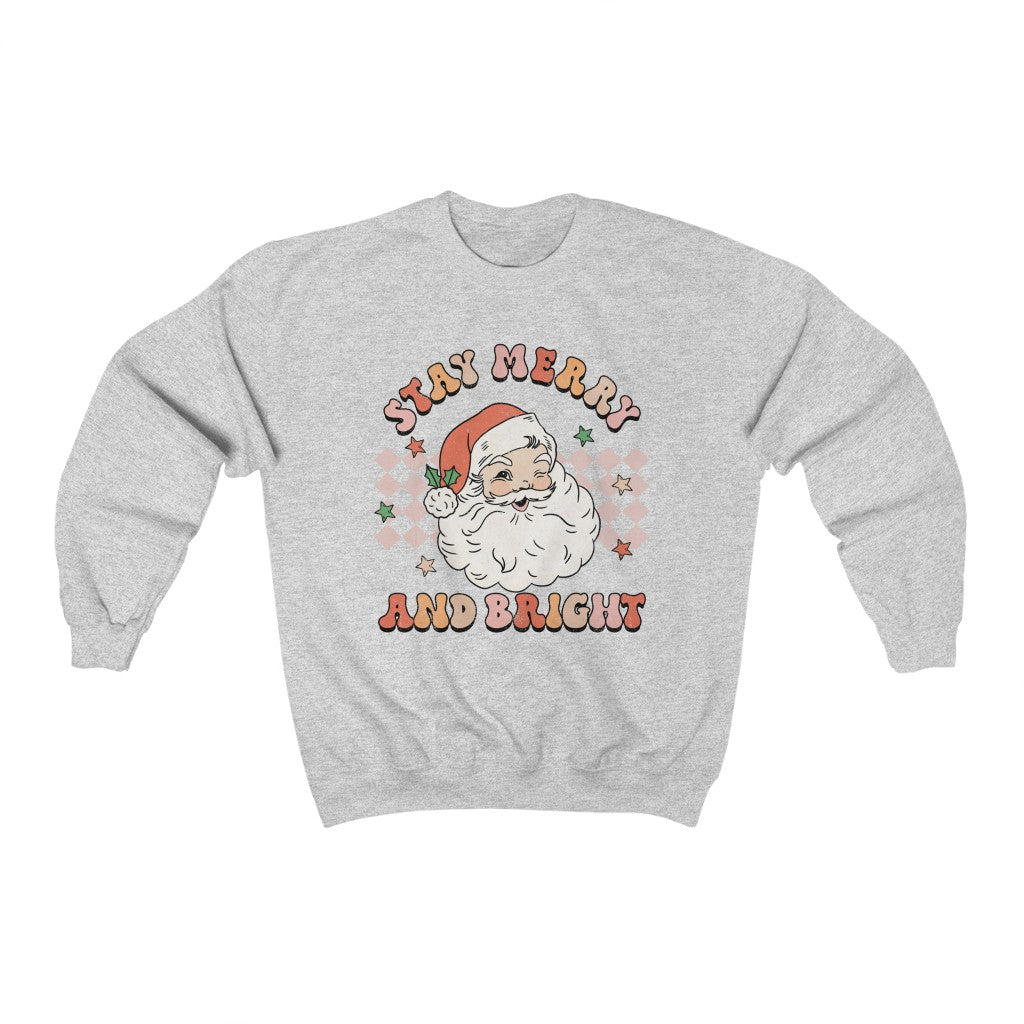 Retro Stay Merry and Bright Christmas Sweatshirt - Happy Place Studio