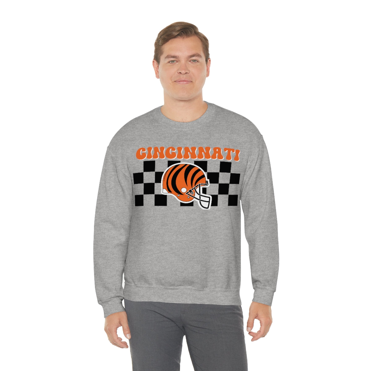 Checkered Cincinnati Crewneck Sweatshirt - Happy Place Studio