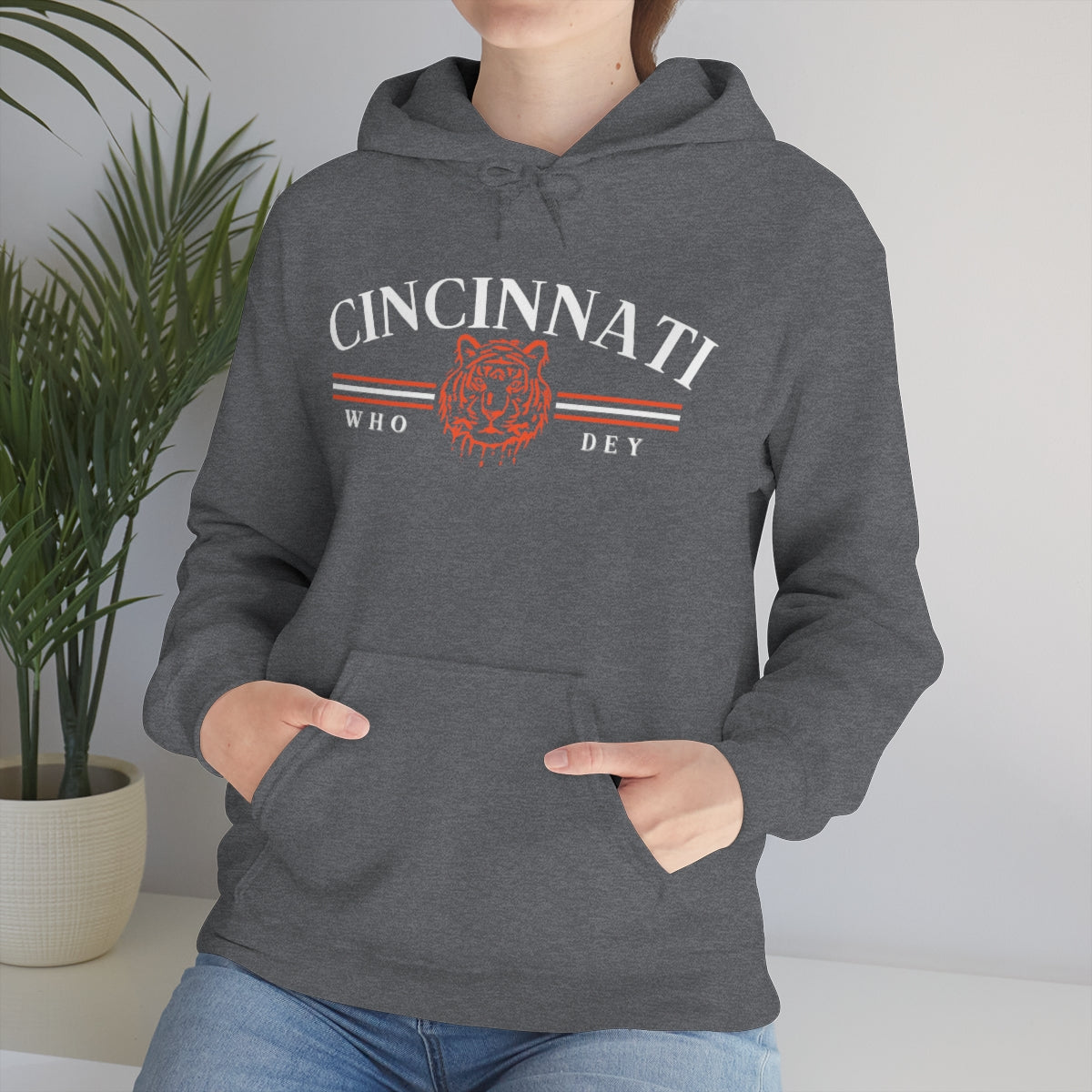 Vintage Style Cincinnati Who Dey Hoodie Sweatshirt - Happy Place Studio