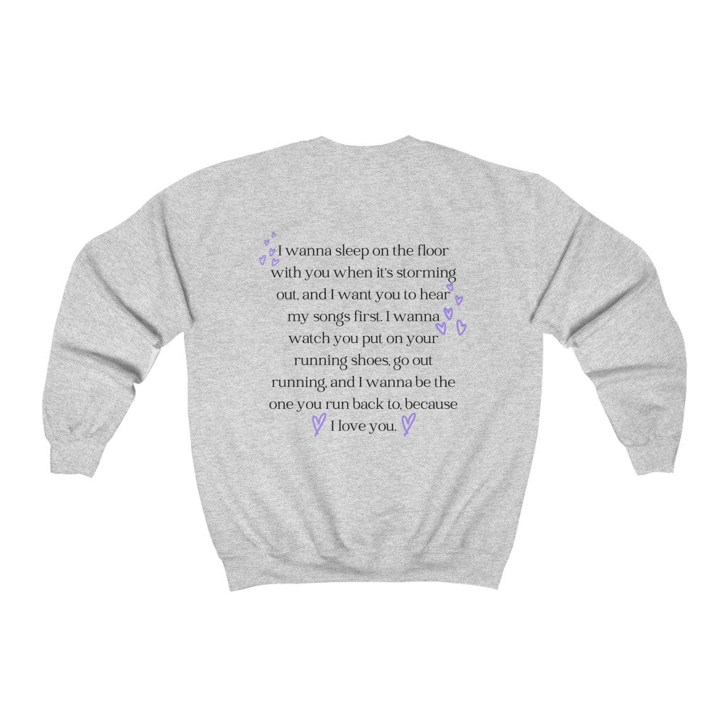 Purple Hearts Quote Crewneck Sweatshirt - They Said It Studio