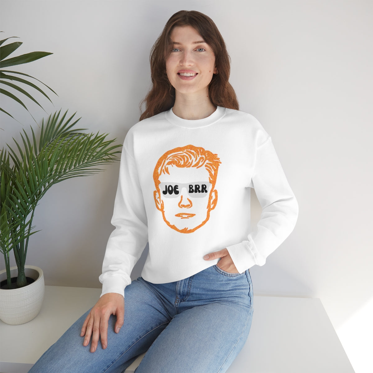 Joe Brr Orange Crewneck Sweatshirt - Happy Place Studio