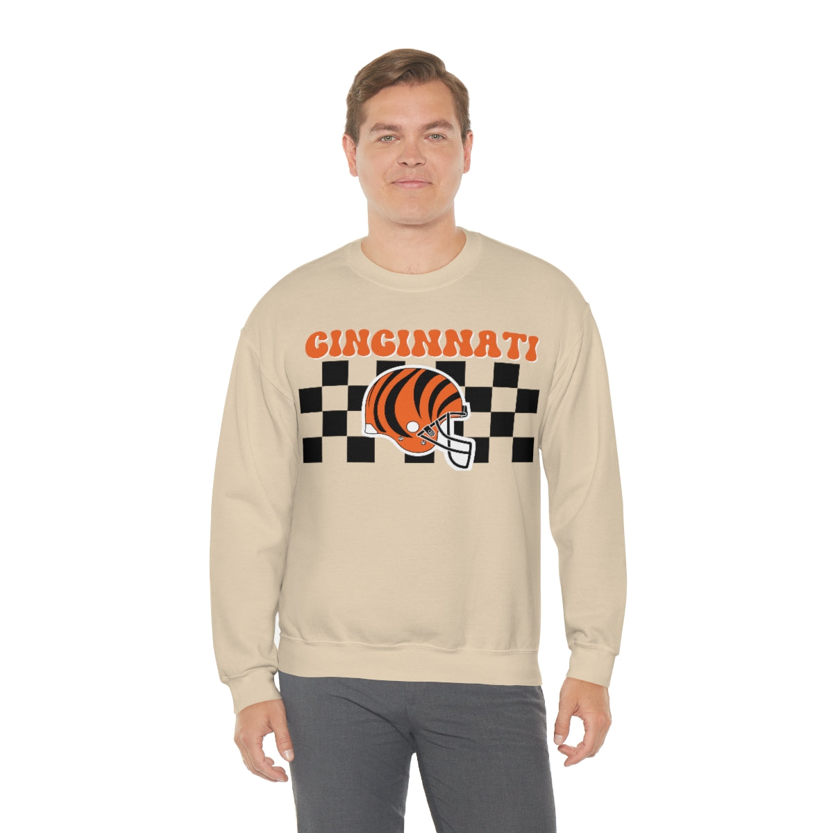 Checkered Cincinnati Crewneck Sweatshirt - Happy Place Studio