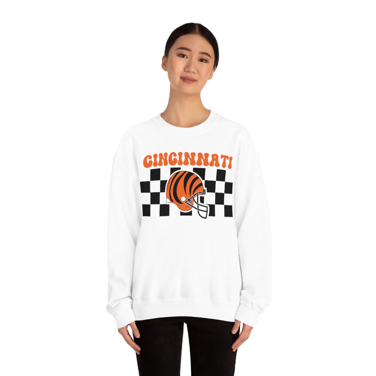 Checkered Cincinnati Crewneck Sweatshirt - Happy Place Studio