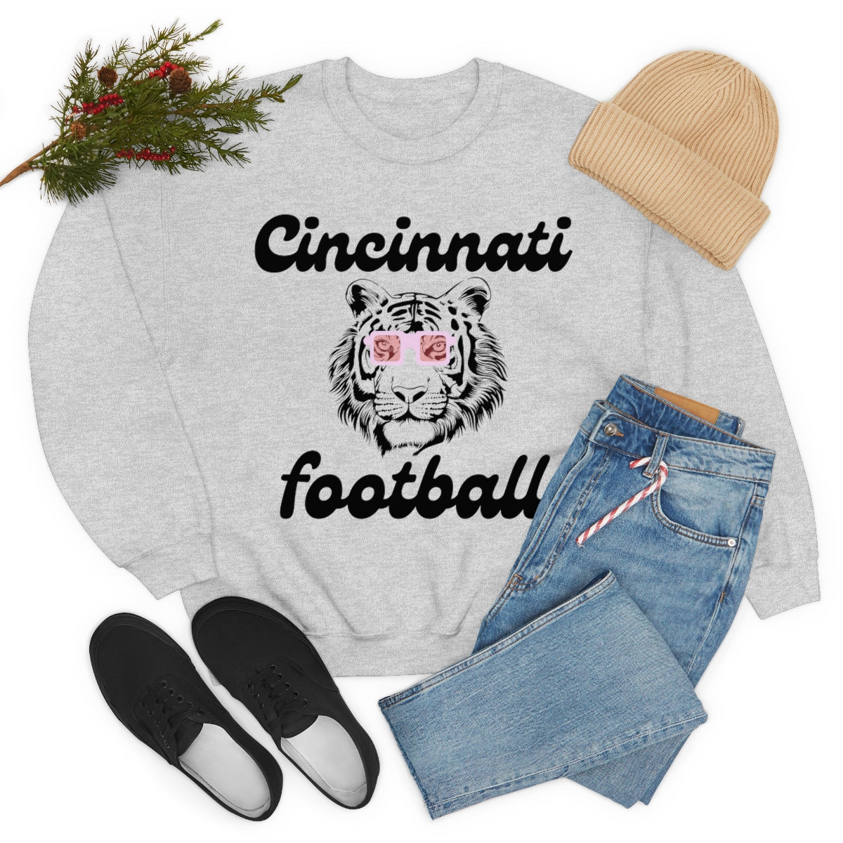 Cincinnati Football Tiger Crewneck Sweatshirt - Happy Place Studio