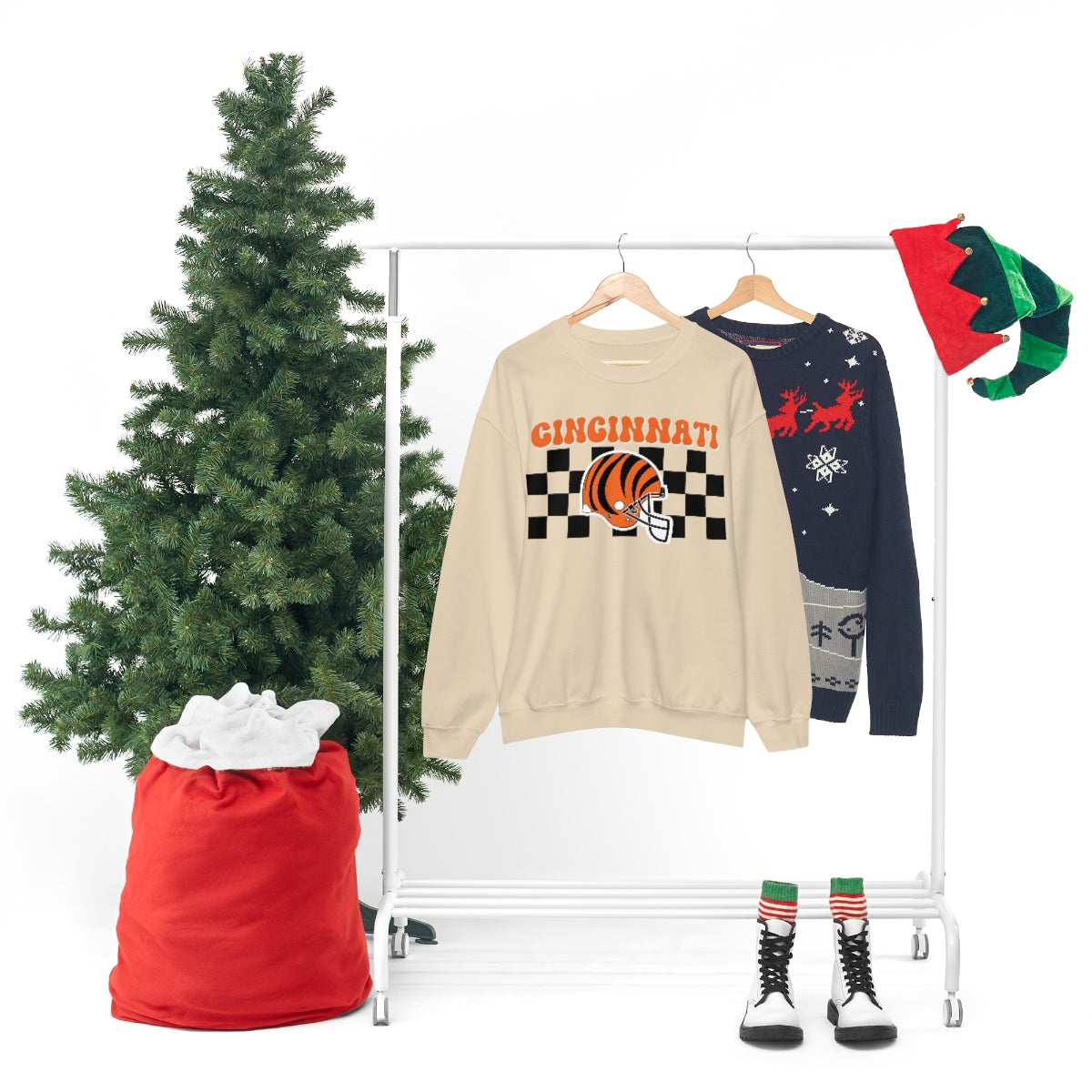 Checkered Cincinnati Crewneck Sweatshirt - Happy Place Studio