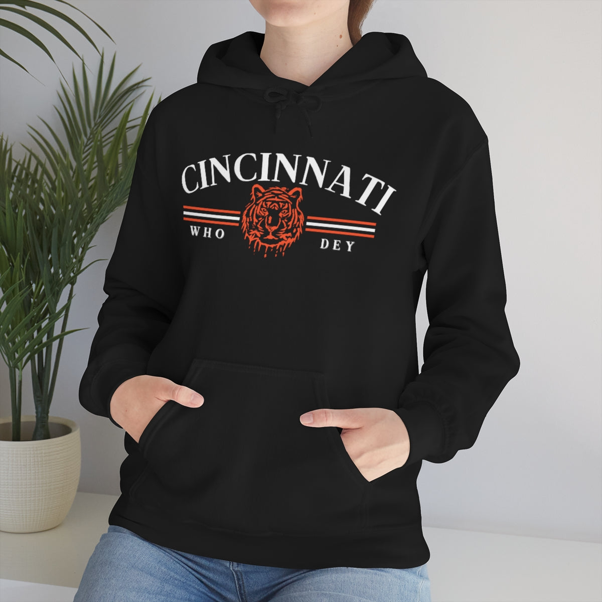 Vintage Style Cincinnati Who Dey Hoodie Sweatshirt - Happy Place Studio