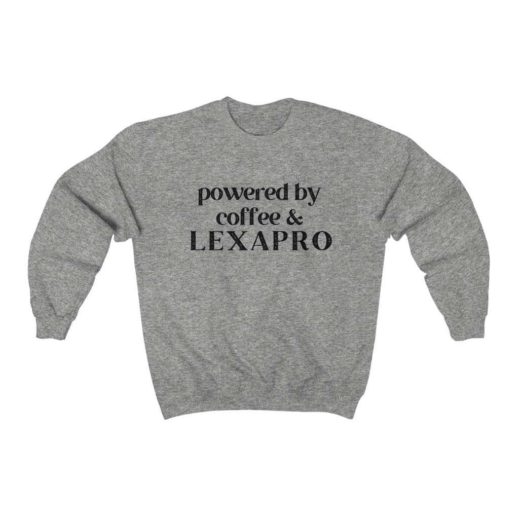 Powered By Coffee & Lexapro Crewneck - Happy Place Studio