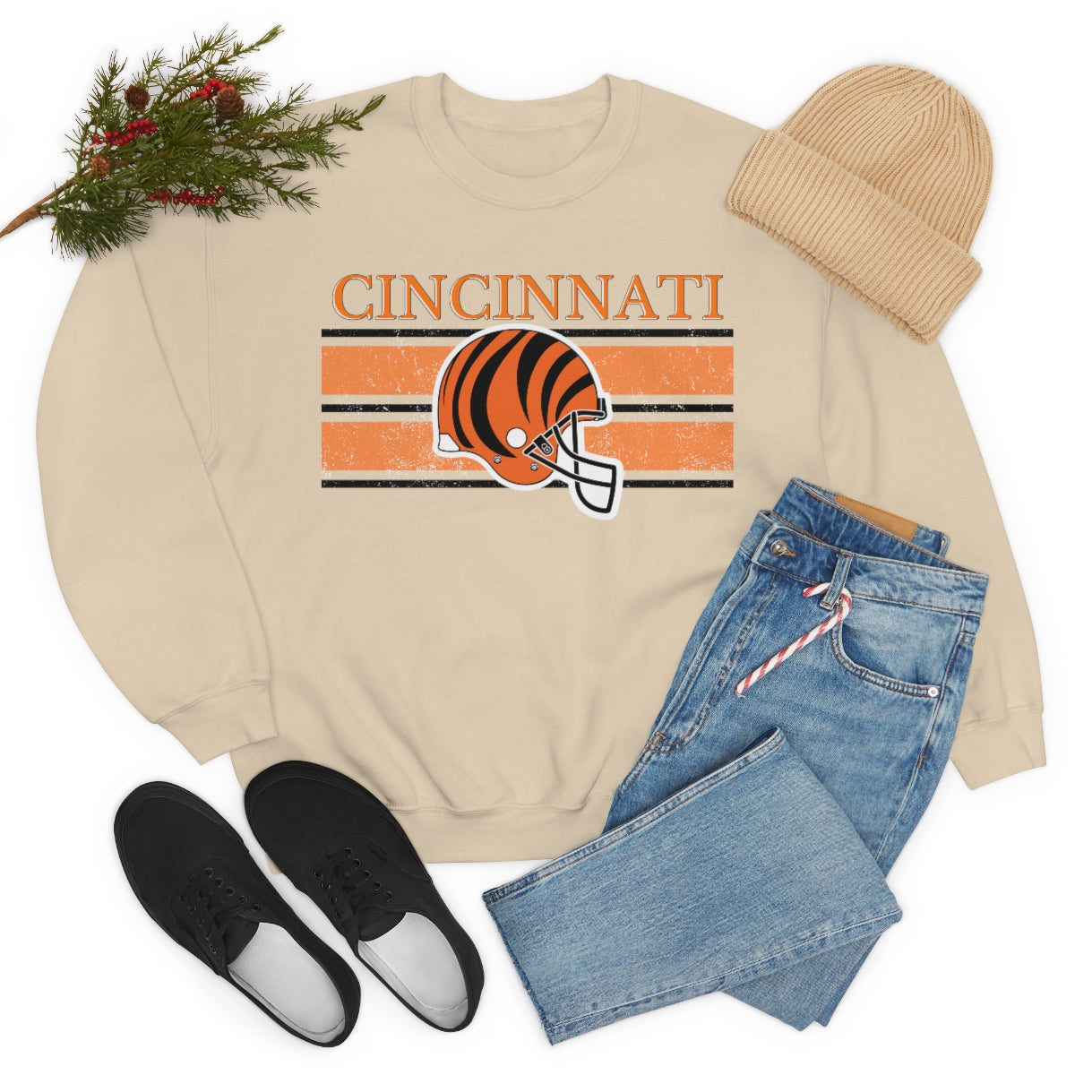 Vintage Cincinnati Orange Crewneck Sweatshirt - Happy Place Studio