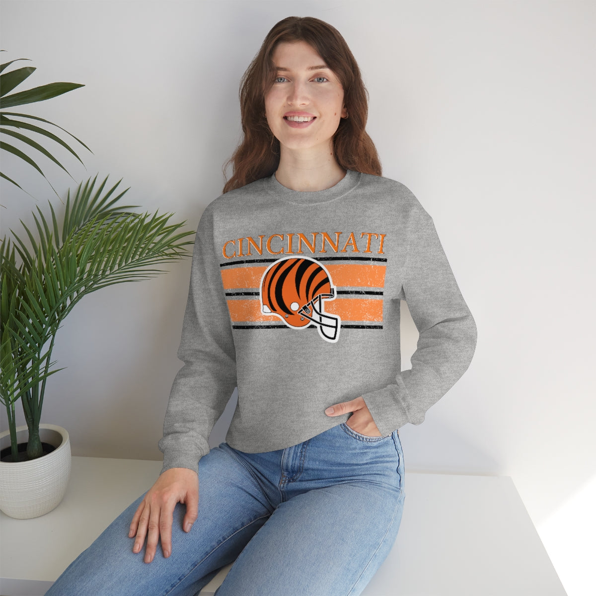 Vintage Cincinnati Orange Crewneck Sweatshirt - Happy Place Studio