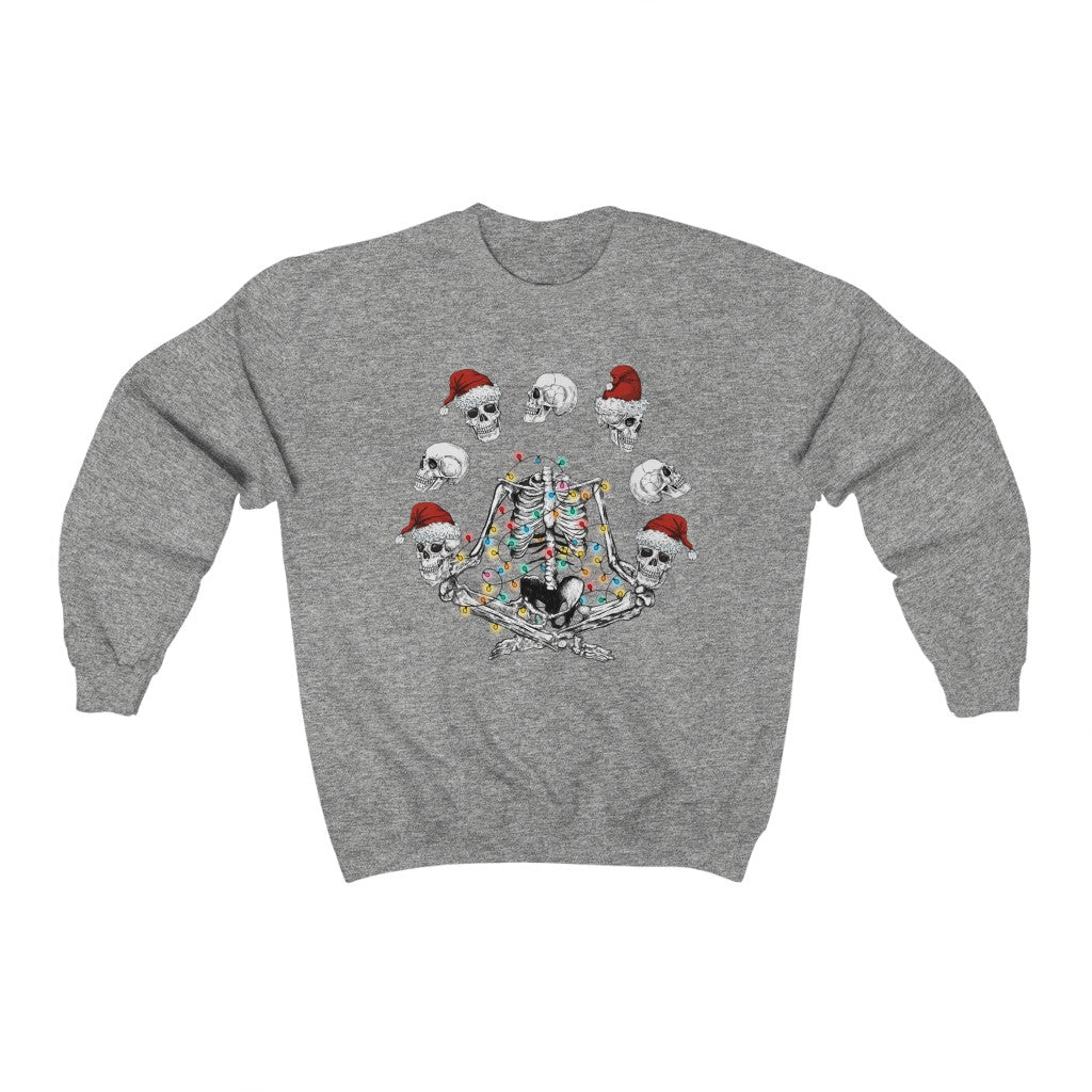 Skeleton Yoga Namaste Christmas Sweatshirt - Happy Place Studio