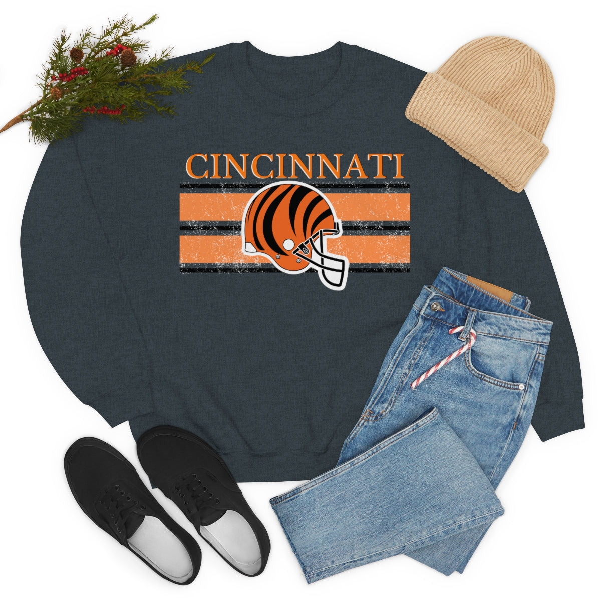 Vintage Cincinnati Orange Crewneck Sweatshirt - Happy Place Studio