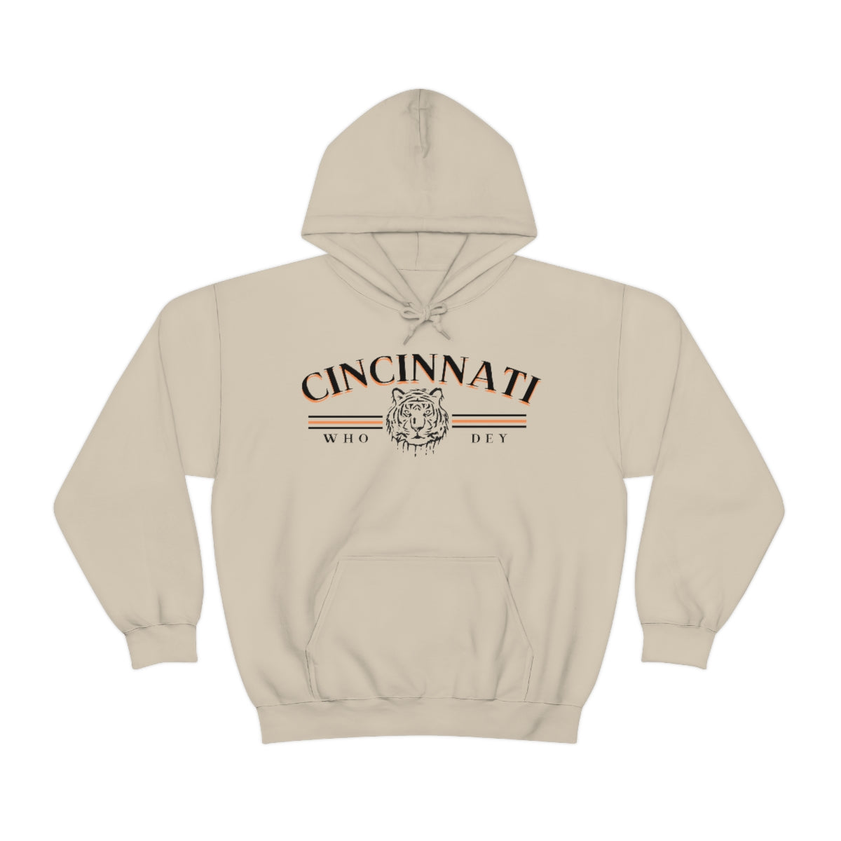 Black Lettering Vintage Style Cincinnati Who Dey Hoodie Sweatshirt - Happy Place Studio
