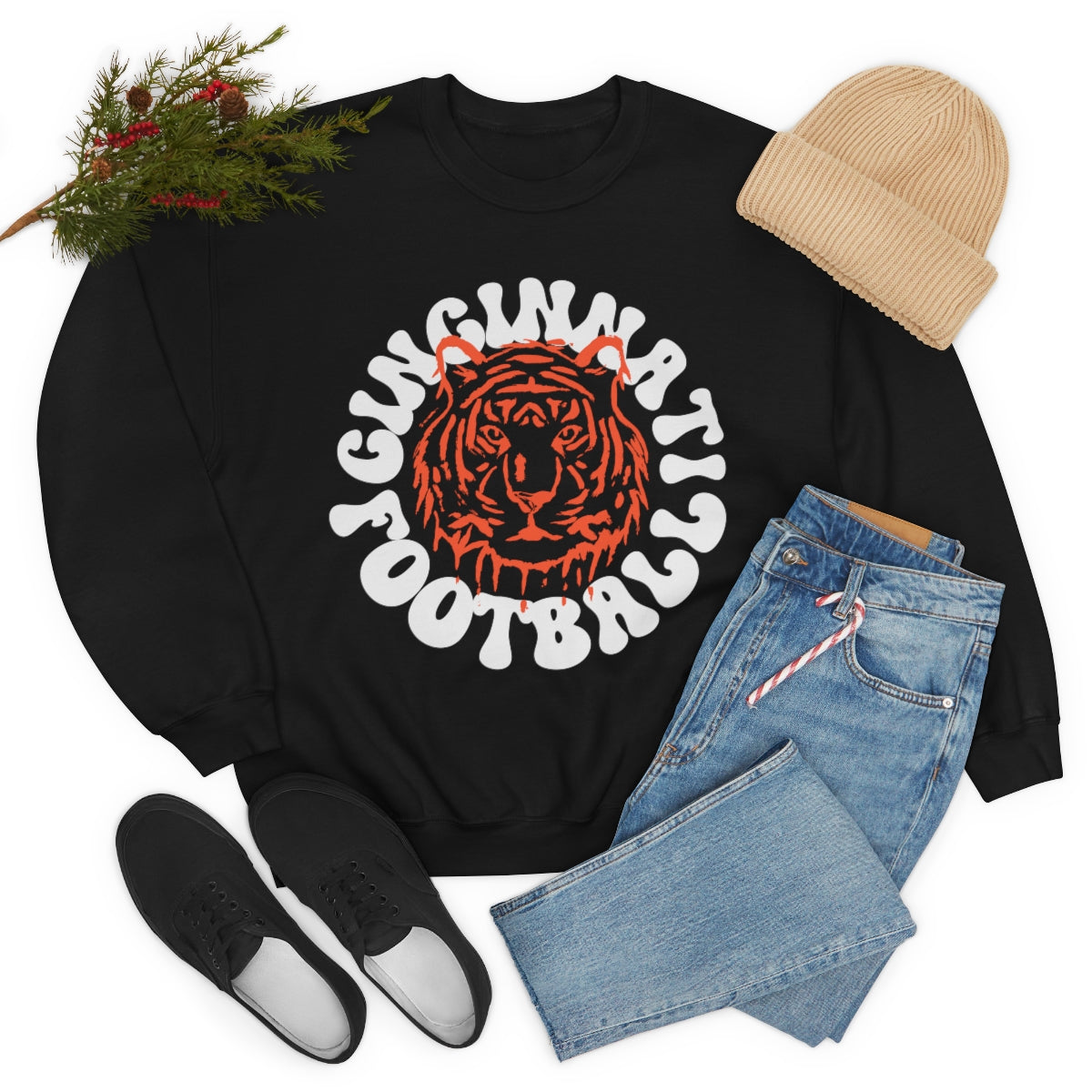 Retro Cincinnati Football Crewneck Sweatshirt - Happy Place Studio