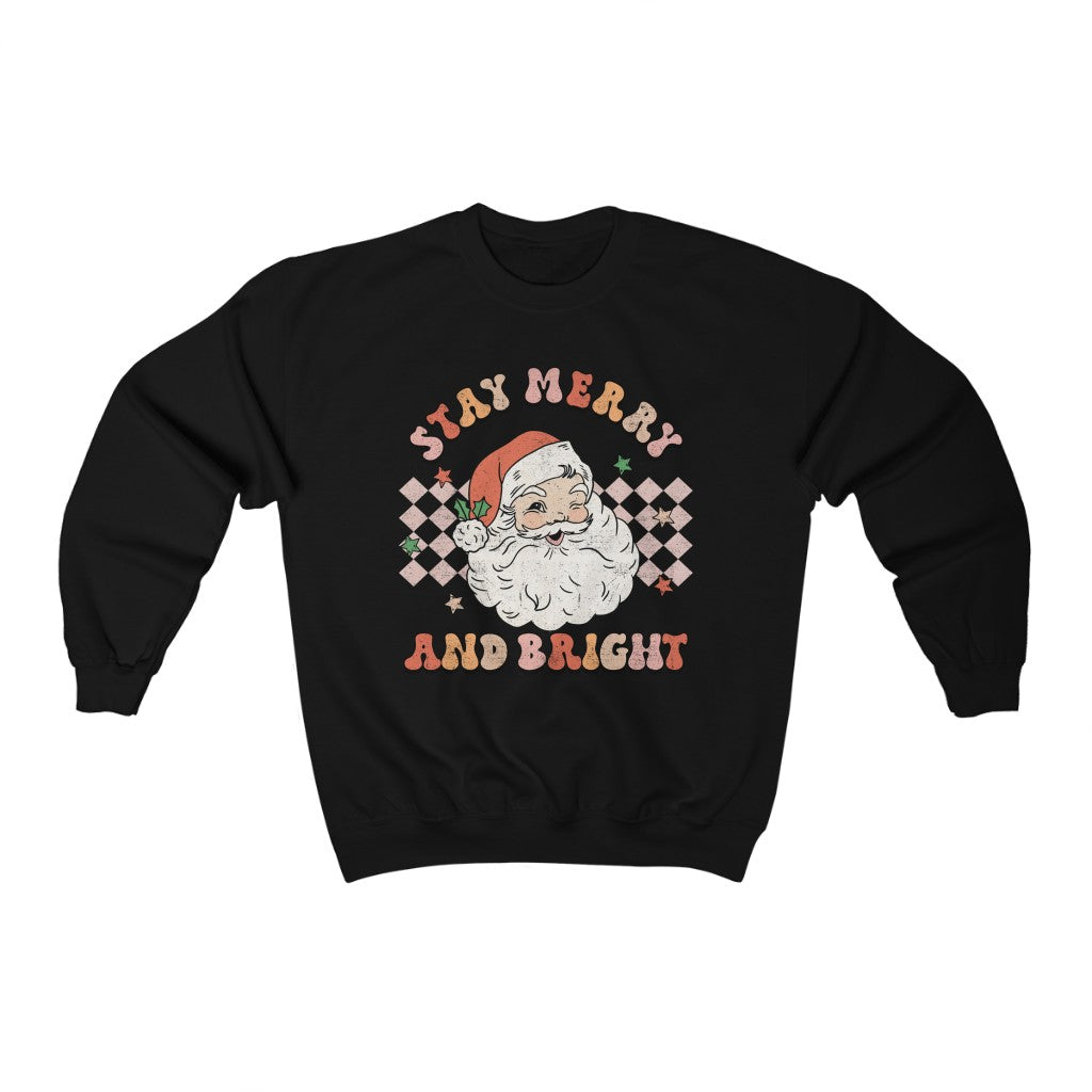 Retro Stay Merry and Bright Christmas Sweatshirt - Happy Place Studio