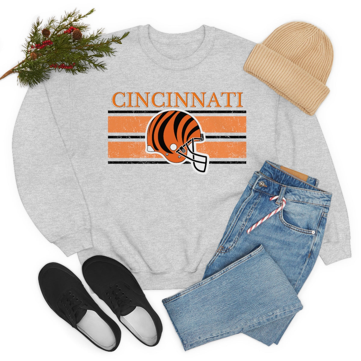 Vintage Cincinnati Orange Crewneck Sweatshirt - Happy Place Studio