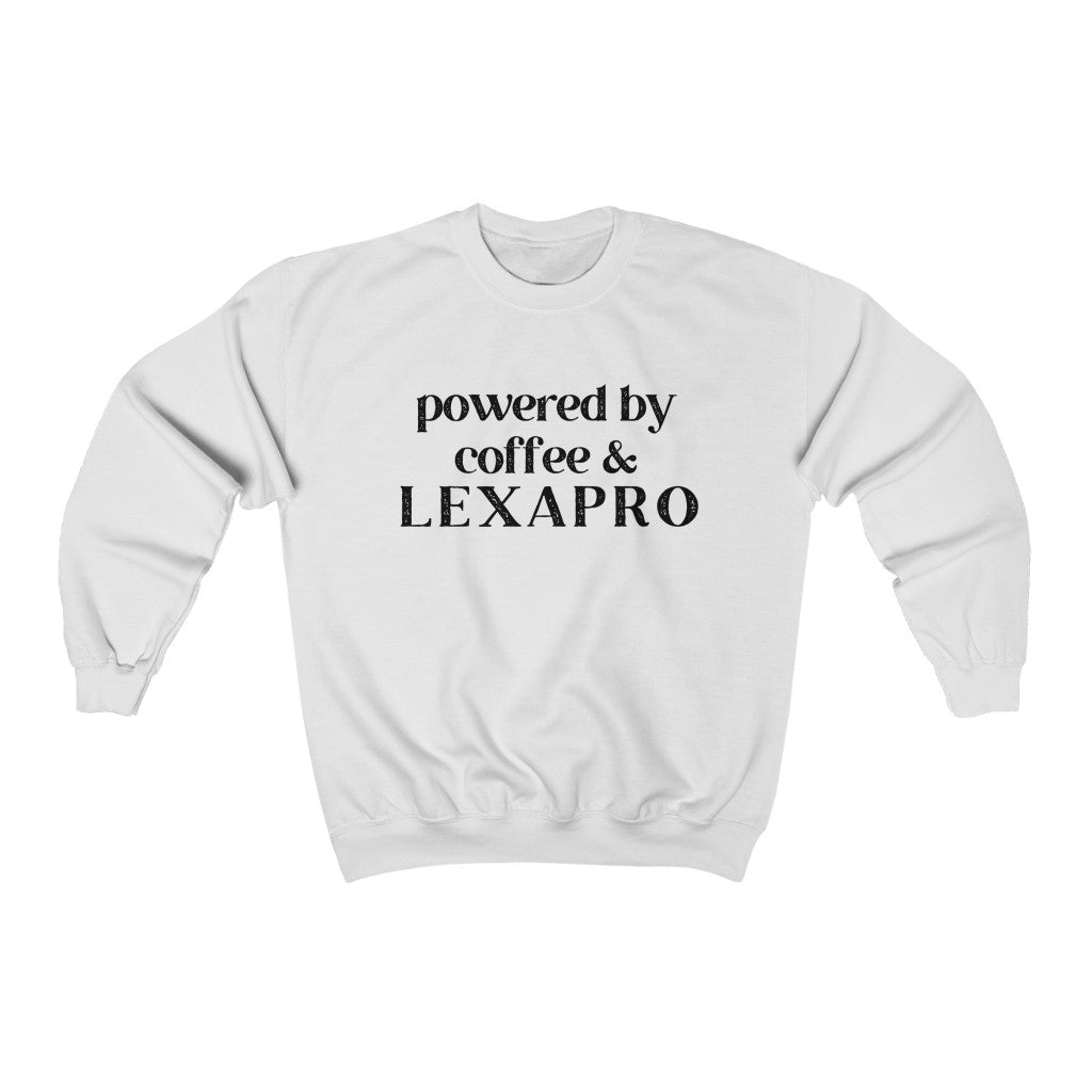 Powered By Coffee & Lexapro Crewneck - Happy Place Studio