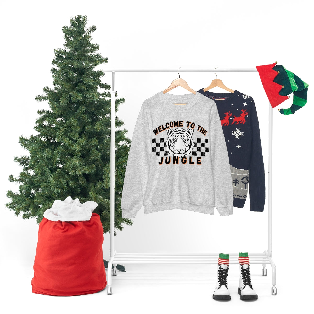 Welcome To The Jungle Checkered Crewneck Sweatshirt - Happy Place Studio