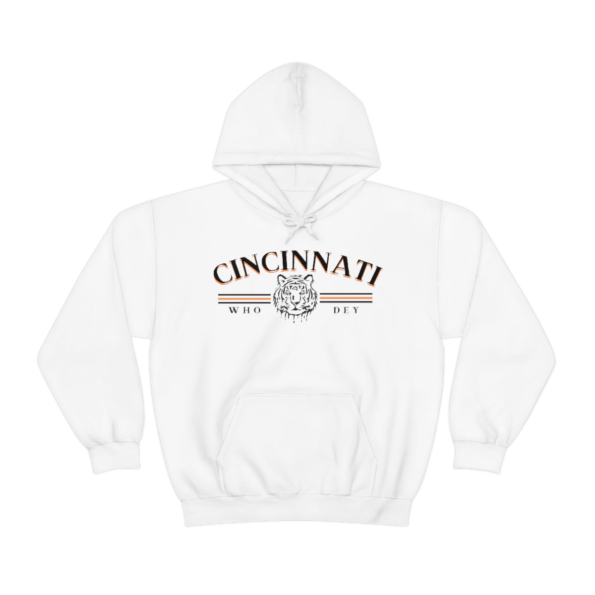 Black Lettering Vintage Style Cincinnati Who Dey Hoodie Sweatshirt - Happy Place Studio