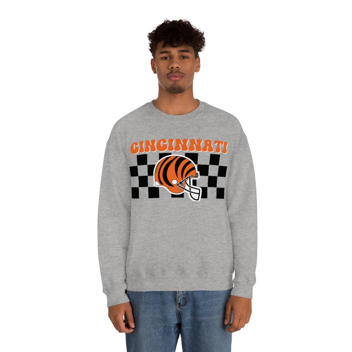 Checkered Cincinnati Crewneck Sweatshirt - Happy Place Studio