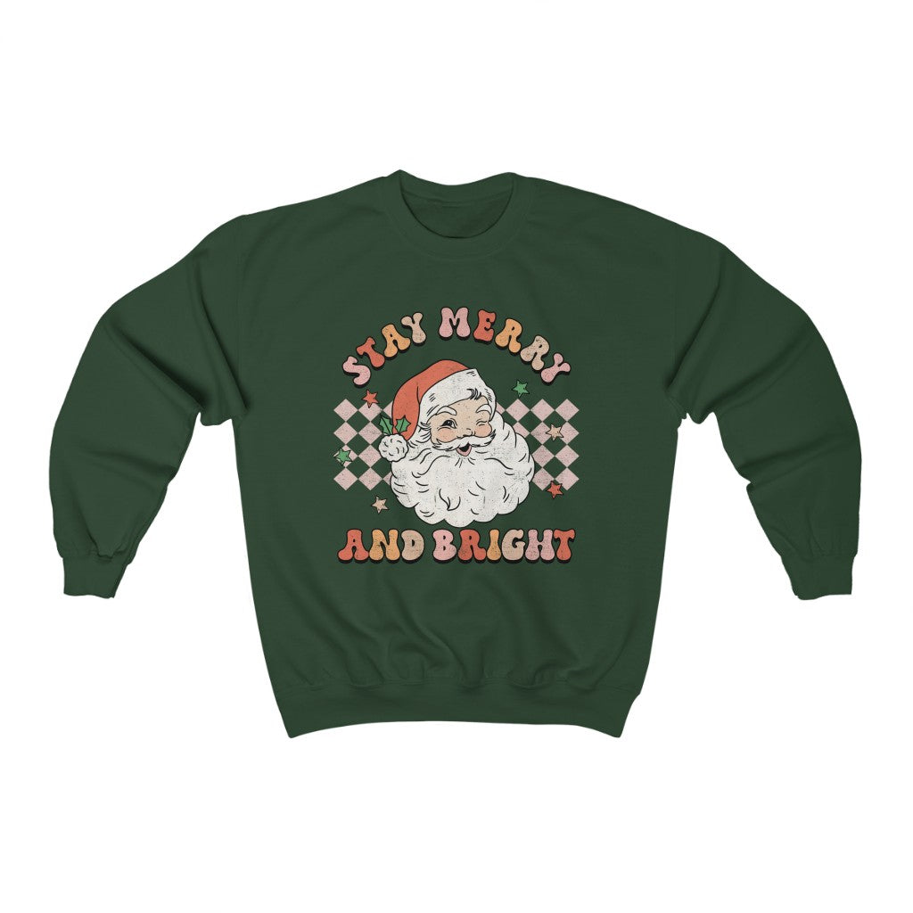 Retro Stay Merry and Bright Christmas Sweatshirt - Happy Place Studio