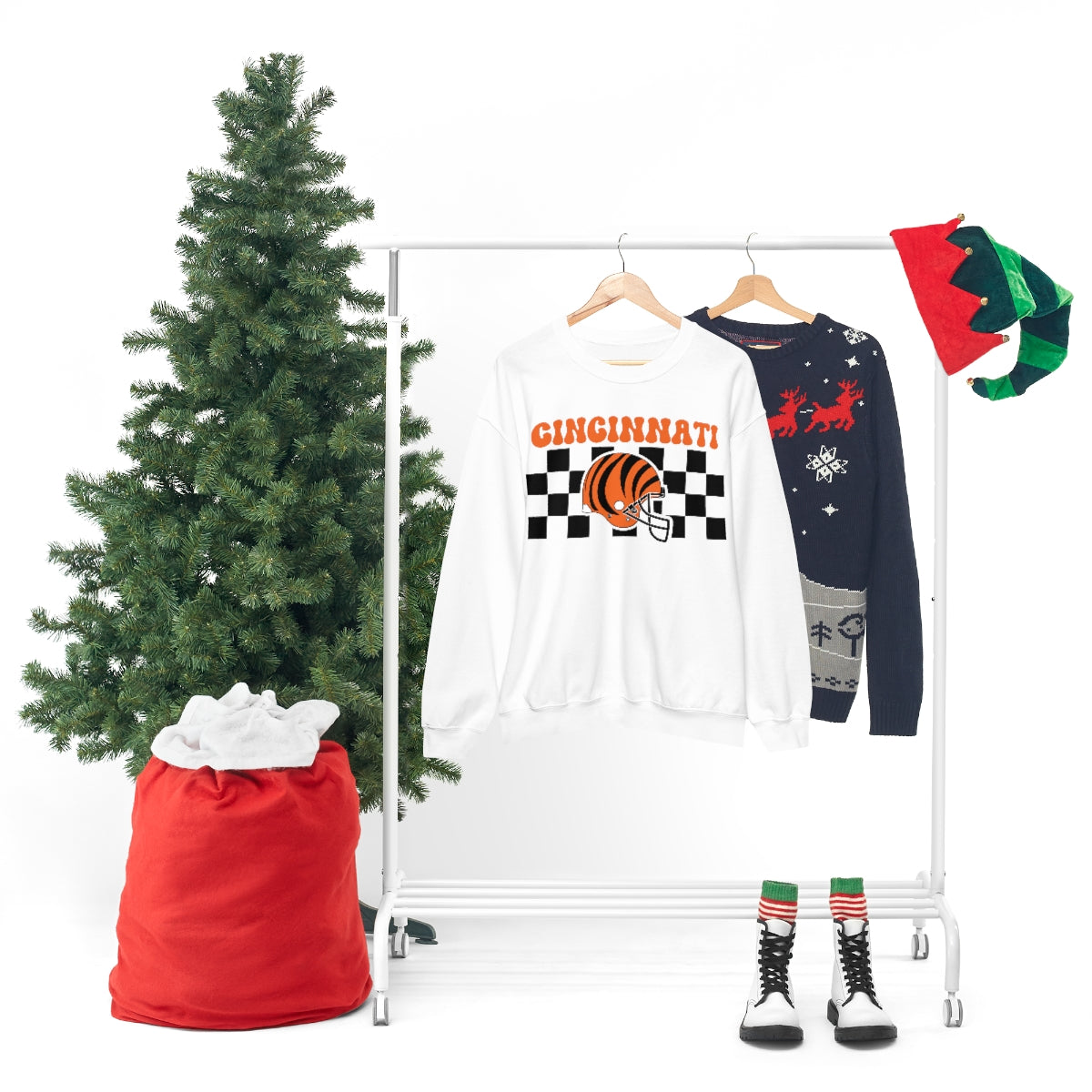Checkered Cincinnati Crewneck Sweatshirt - Happy Place Studio