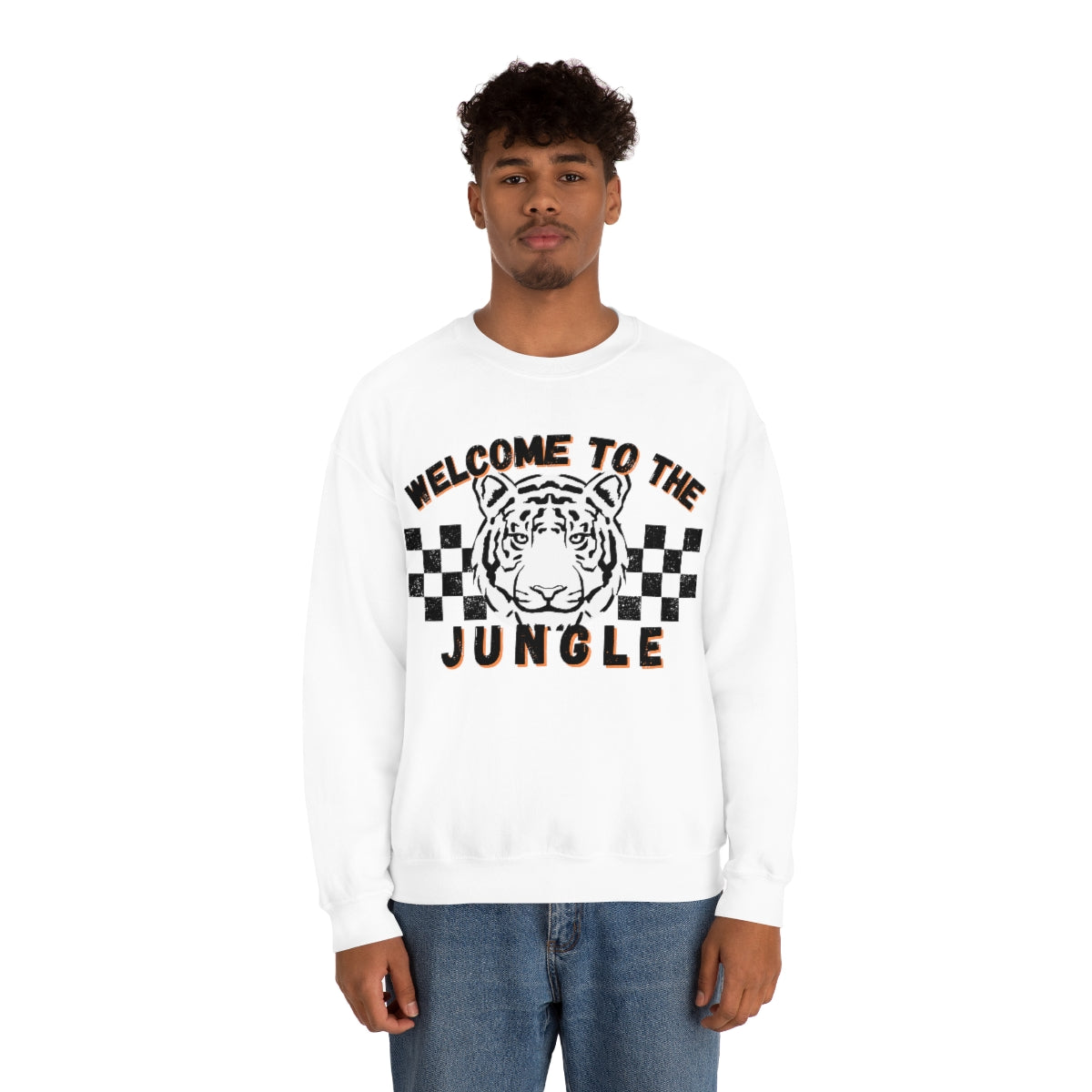 Welcome To The Jungle Checkered Crewneck Sweatshirt - Happy Place Studio