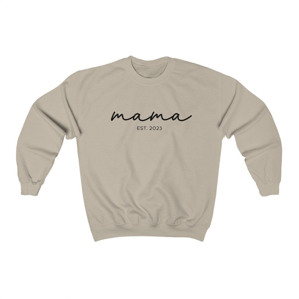 Mama Est. 2023 Crewneck Sweatshirt, gift for new mom, simple mom sweatshirt, gift for first time mom, mama sweatshirt - Happy Place Studio
