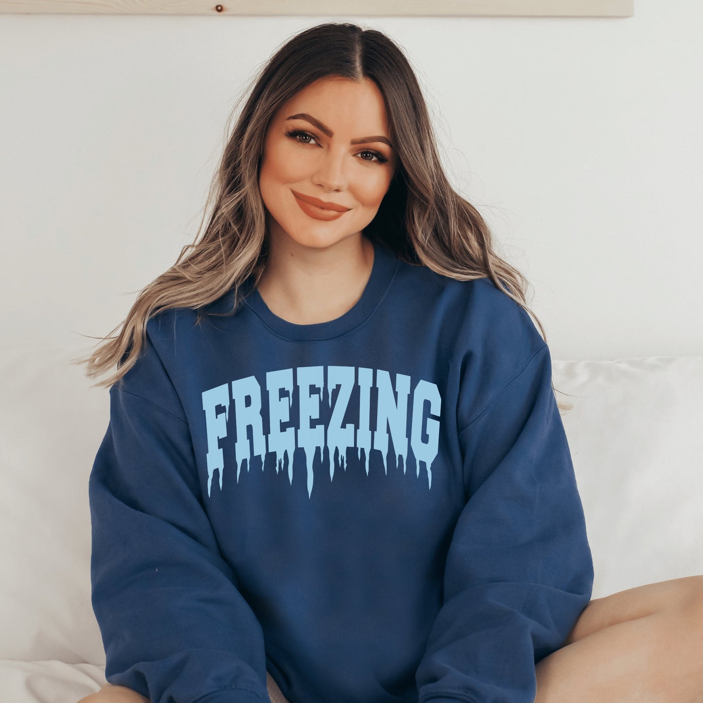 Freezing Winter Fall Sweatshirt, Adult Funny Weather Sweater, Winter shirt for Women, Funny Winter Crewneck, Always Cold Sweater Gift - Happy Place Studio