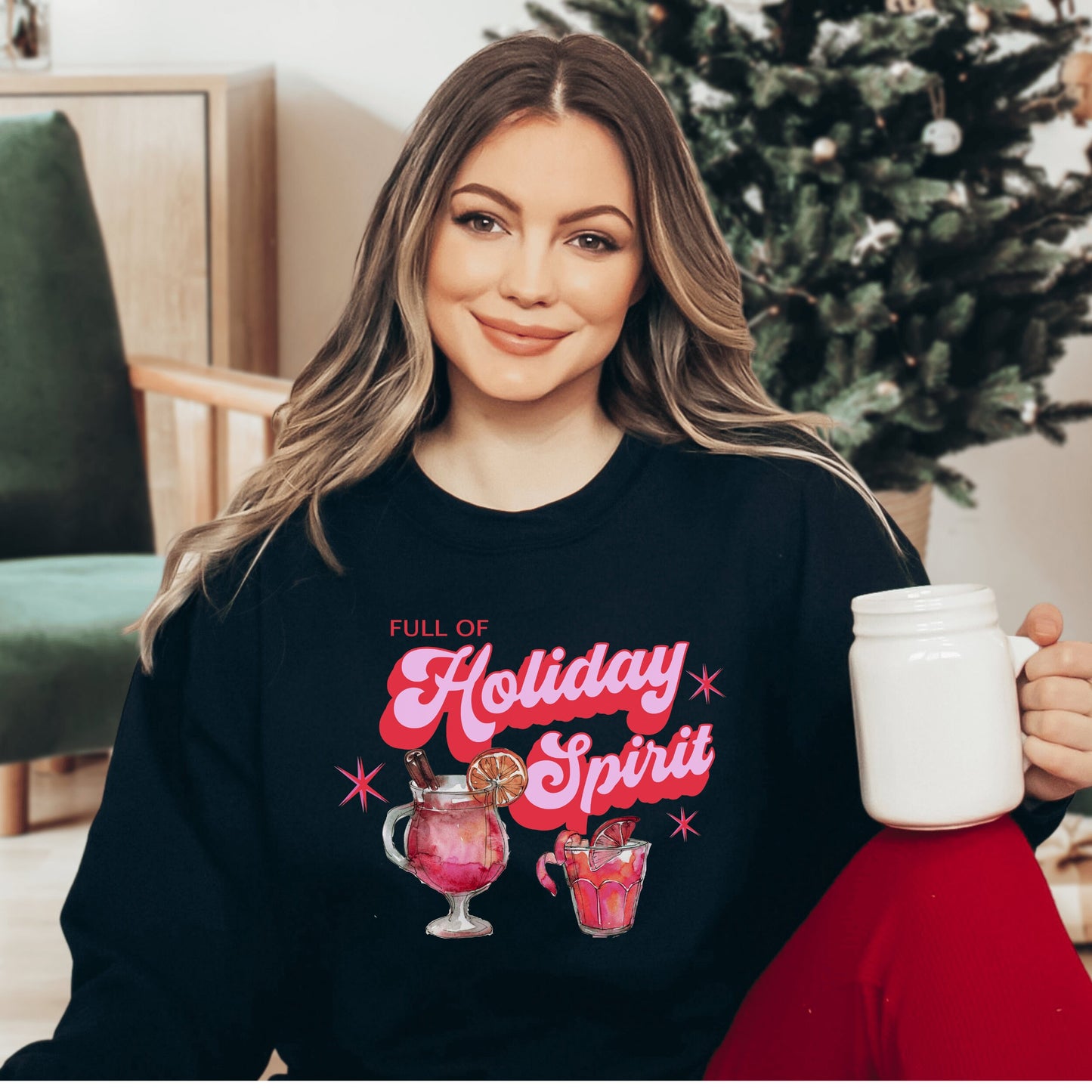 Christmas Drinking Sweatshirt, Christmas Spirit Sweatshirt, Christmas shirt for Women, Holiday Spirit,Santa Babes Sweater,Christmas cocktail - Happy Place Studio