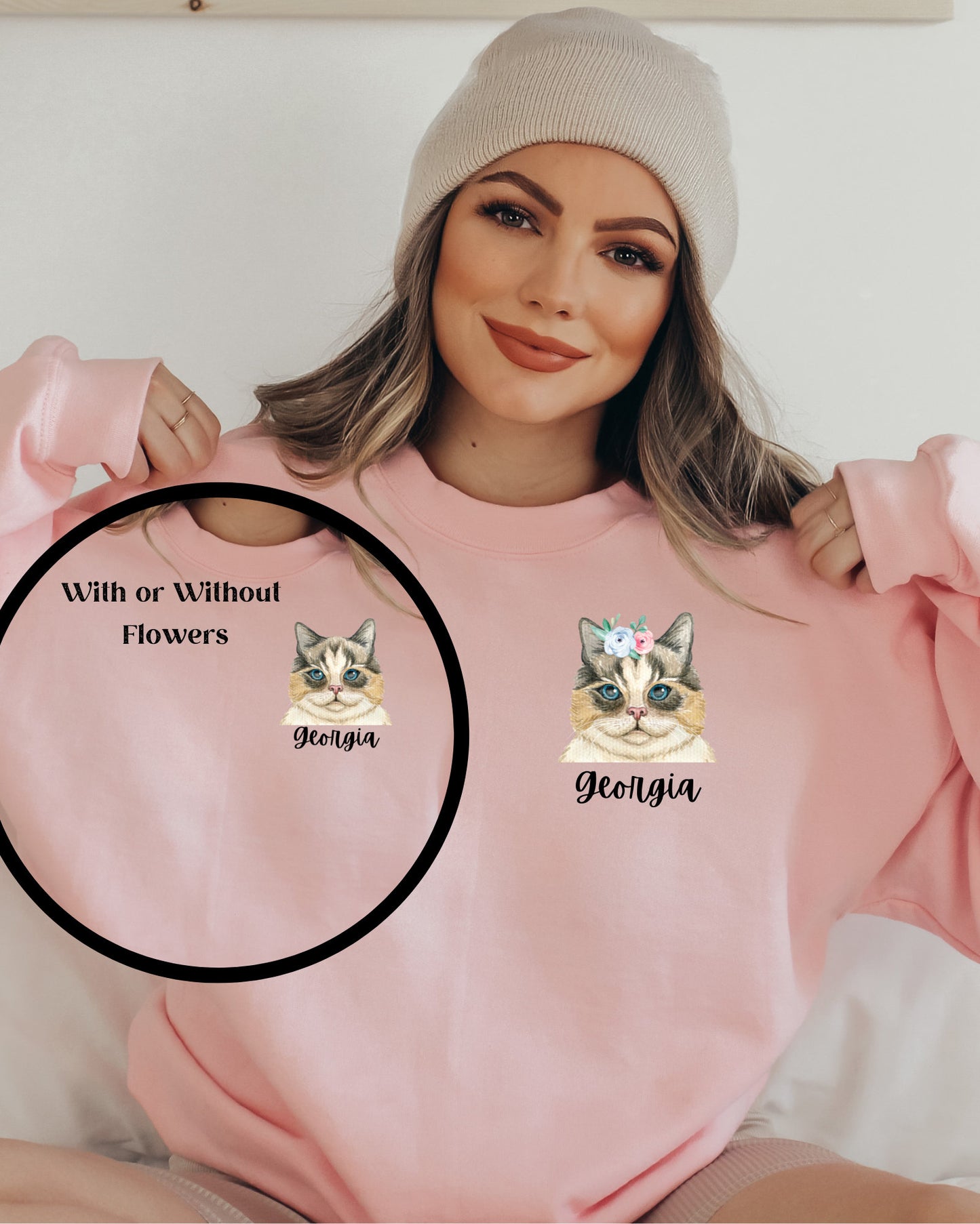 Custom Cat Mom Sweatshirt, Custom Cat Sweatshirt, Personalized Cat Sweatshirt, Cat Lovers Sweatshirt, Gift for Mom, Christmas Gift - Happy Place Studio