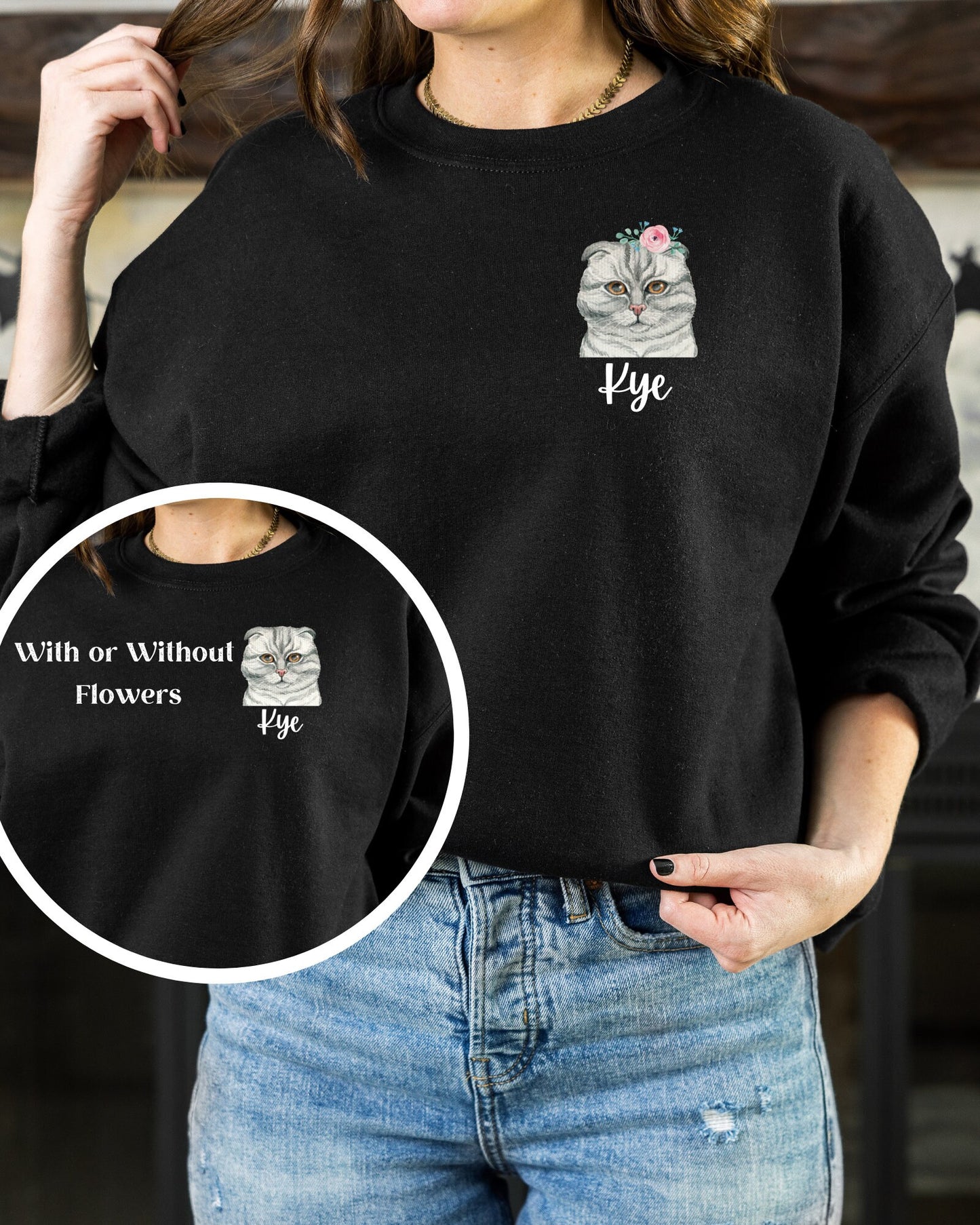 Custom Cat Mom Sweatshirt, Custom Cat Sweatshirt, Personalized Cat Sweatshirt, Cat Lovers Sweatshirt, Gift for Mom, Christmas Gift - Happy Place Studio