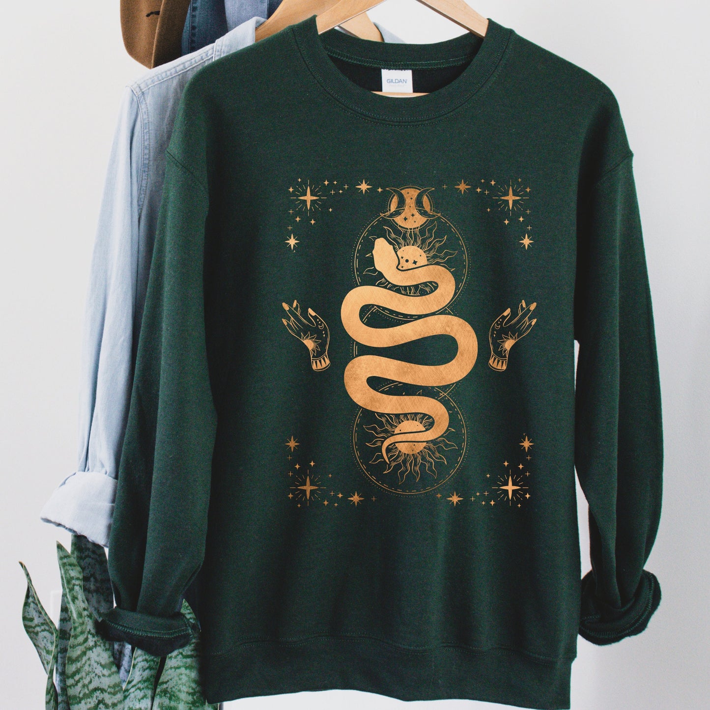Sun and Moon Crystal Tarot Sweatshirt, Tarot Card Sweatshirt, Plant Lover Sweatshirt, Mystical Tarot Sweatshirt, Celestial Sweatshirt - Happy Place Studio