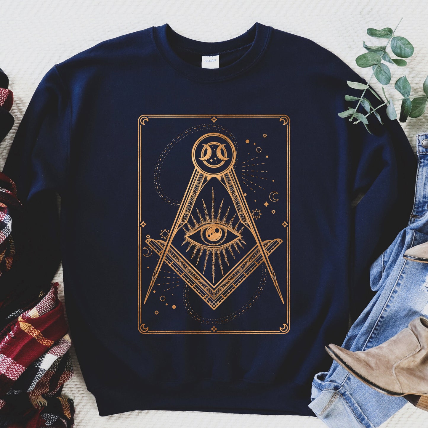 All Seeing Eye Sweatshirt, Tarot Card Sweatshirt, Halloween Sweatshirt, Mystical Tarot Sweatshirt, Celestial Sweatshirt, Witchy Sweat - Happy Place Studio