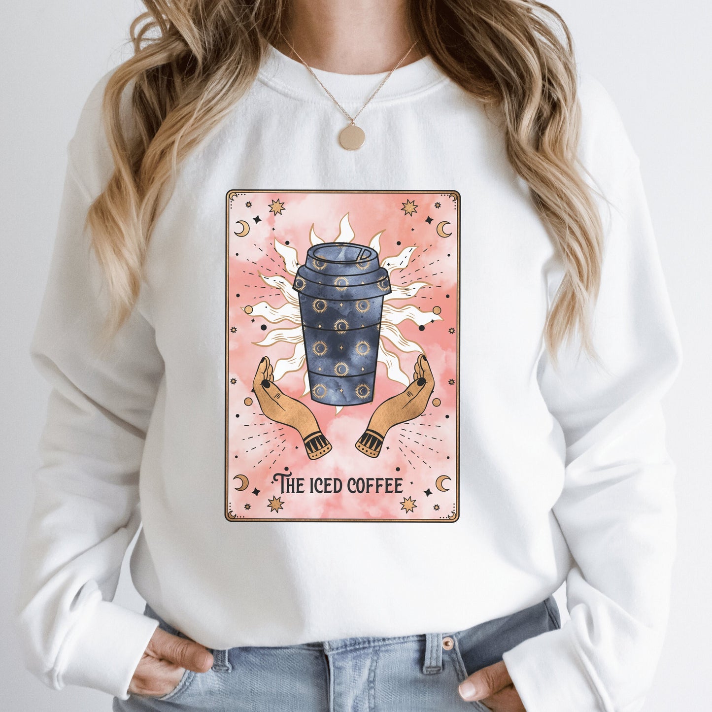 Tarot Card Sweatshirt, Iced Coffee Sweatshirt, Tarot Coffee Sweatshirt Vintage, Witchy Clothing, Witchy Clothes, Gift for Iced Coffee lover - Happy Place Studio