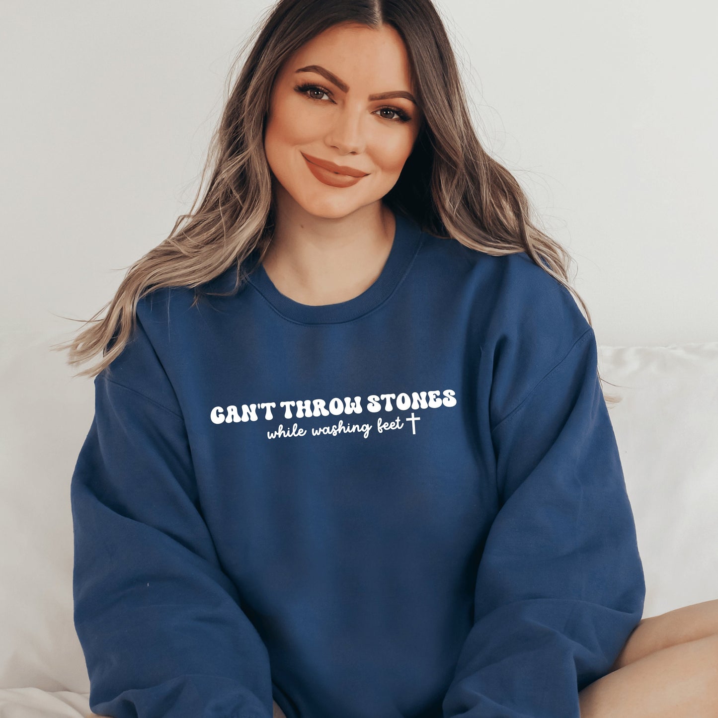 Jesus Embroidered Sweatshirt, Christian Streetwear, Jesus Loves You, Jesus is King, Embroidered Christian Sweatshirt, Jesus Sweatshirt - Happy Place Studio
