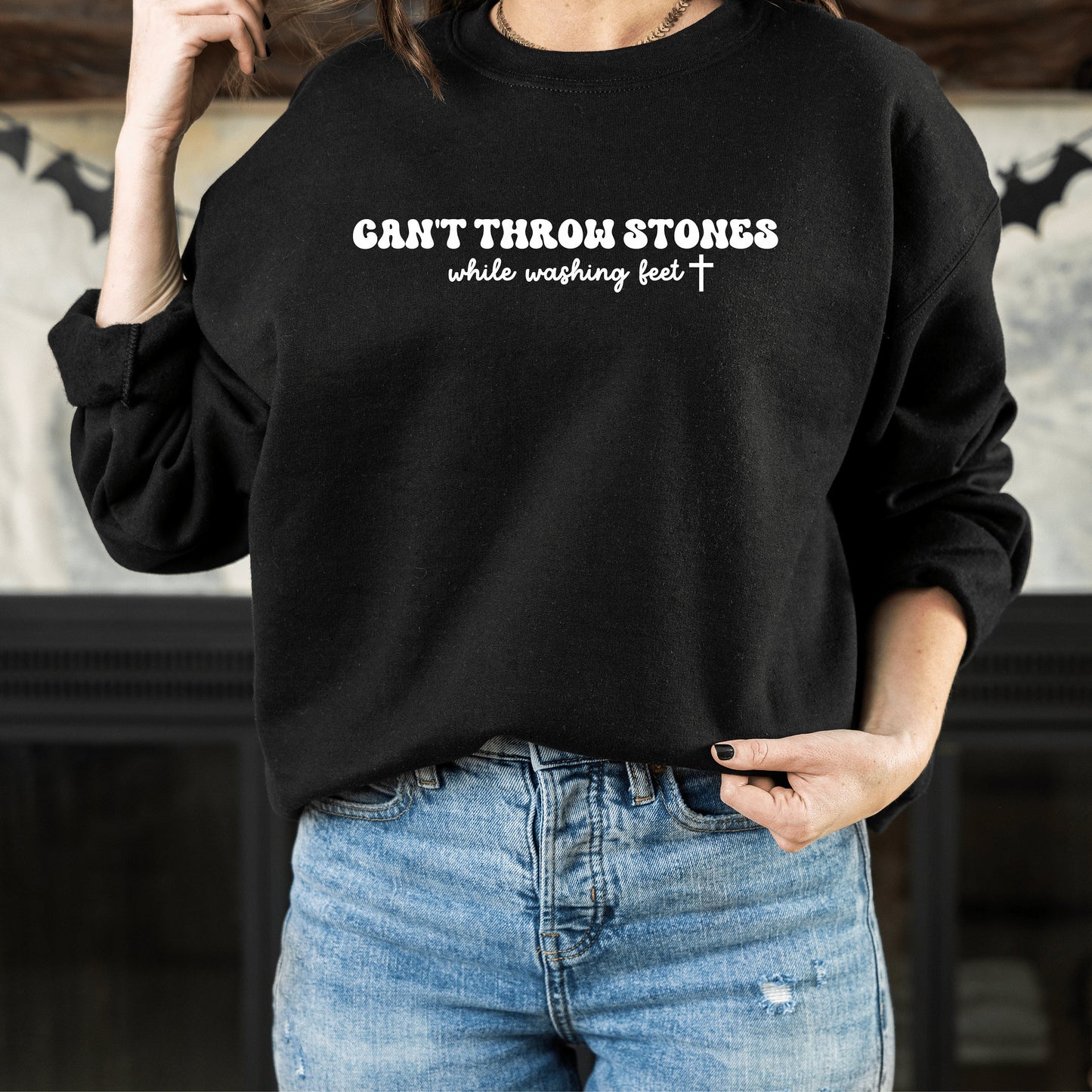 Jesus Embroidered Sweatshirt, Christian Streetwear, Jesus Loves You, Jesus is King, Embroidered Christian Sweatshirt, Jesus Sweatshirt - Happy Place Studio