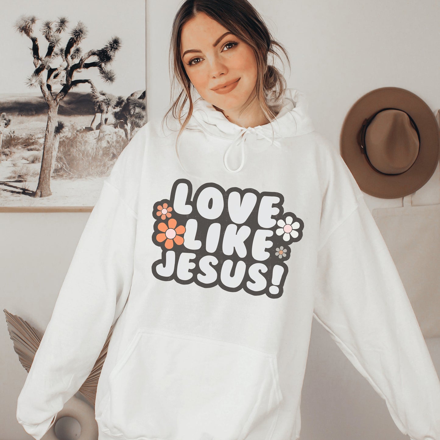 Love Like Jesus Hoodie, Jesus Hoodie, Jesus is Love, Christian Streetwear Christian Crewneck Christian Hoodie Jesus is King Scripture Hoodie - Happy Place Studio