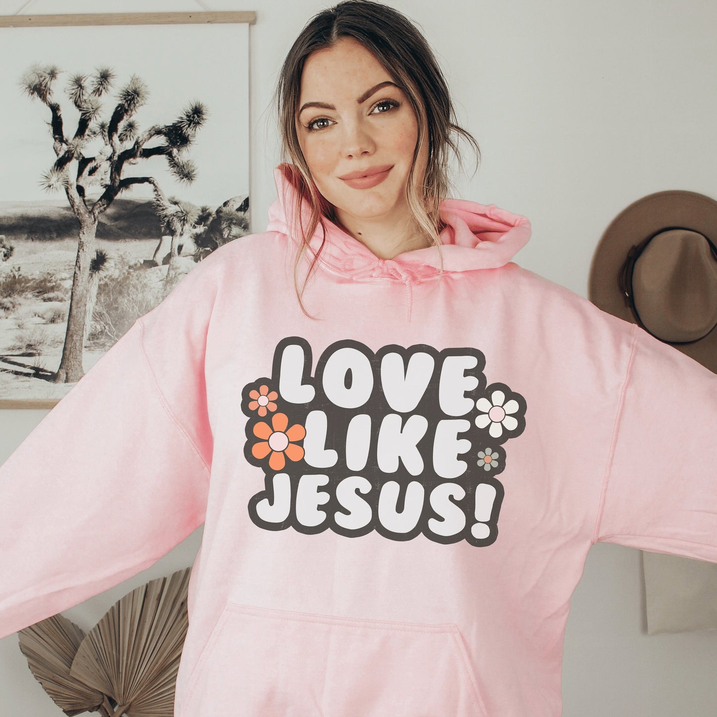 Love Like Jesus Hoodie, Jesus Hoodie, Jesus is Love, Christian Streetwear Christian Crewneck Christian Hoodie Jesus is King Scripture Hoodie - Happy Place Studio