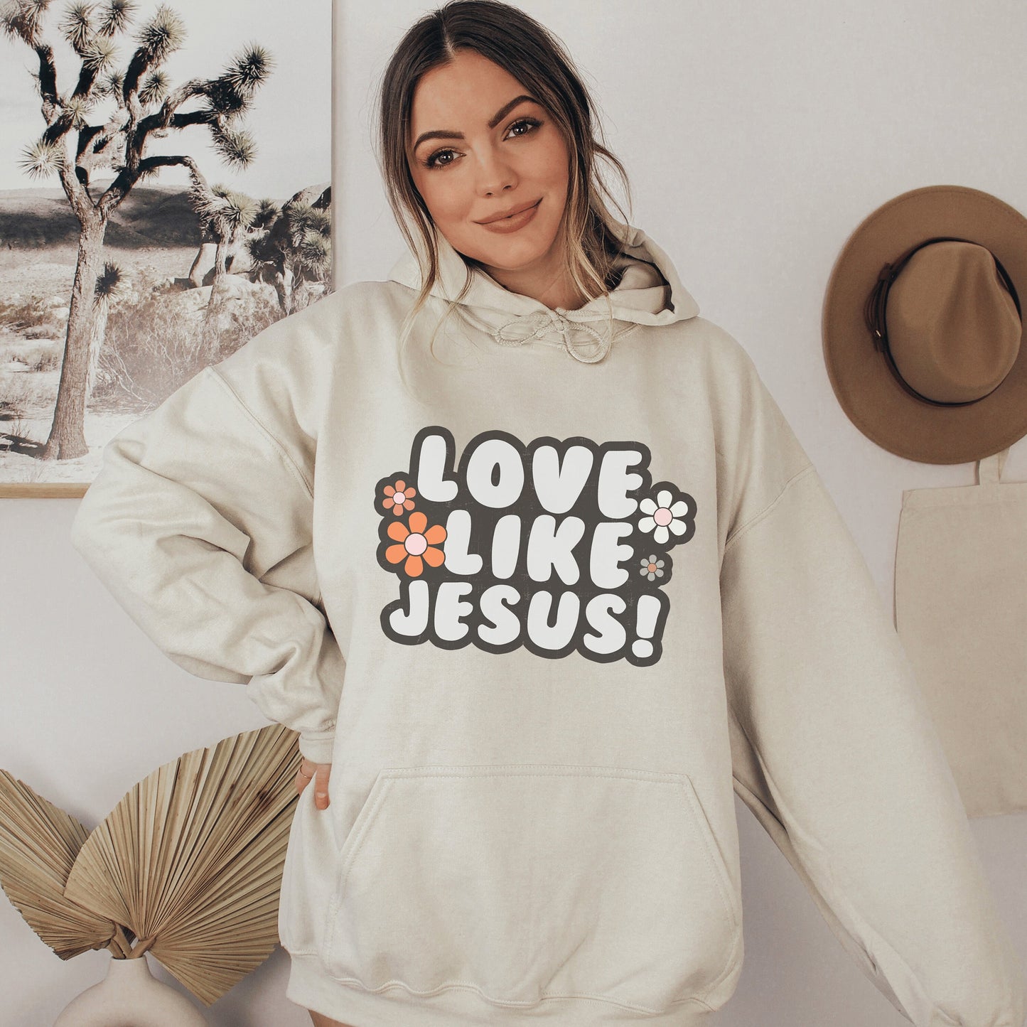 Love Like Jesus Hoodie, Jesus Hoodie, Jesus is Love, Christian Streetwear Christian Crewneck Christian Hoodie Jesus is King Scripture Hoodie - Happy Place Studio