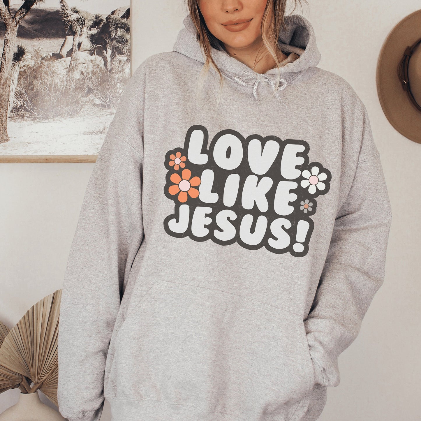 Love Like Jesus Hoodie, Jesus Hoodie, Jesus is Love, Christian Streetwear Christian Crewneck Christian Hoodie Jesus is King Scripture Hoodie - Happy Place Studio